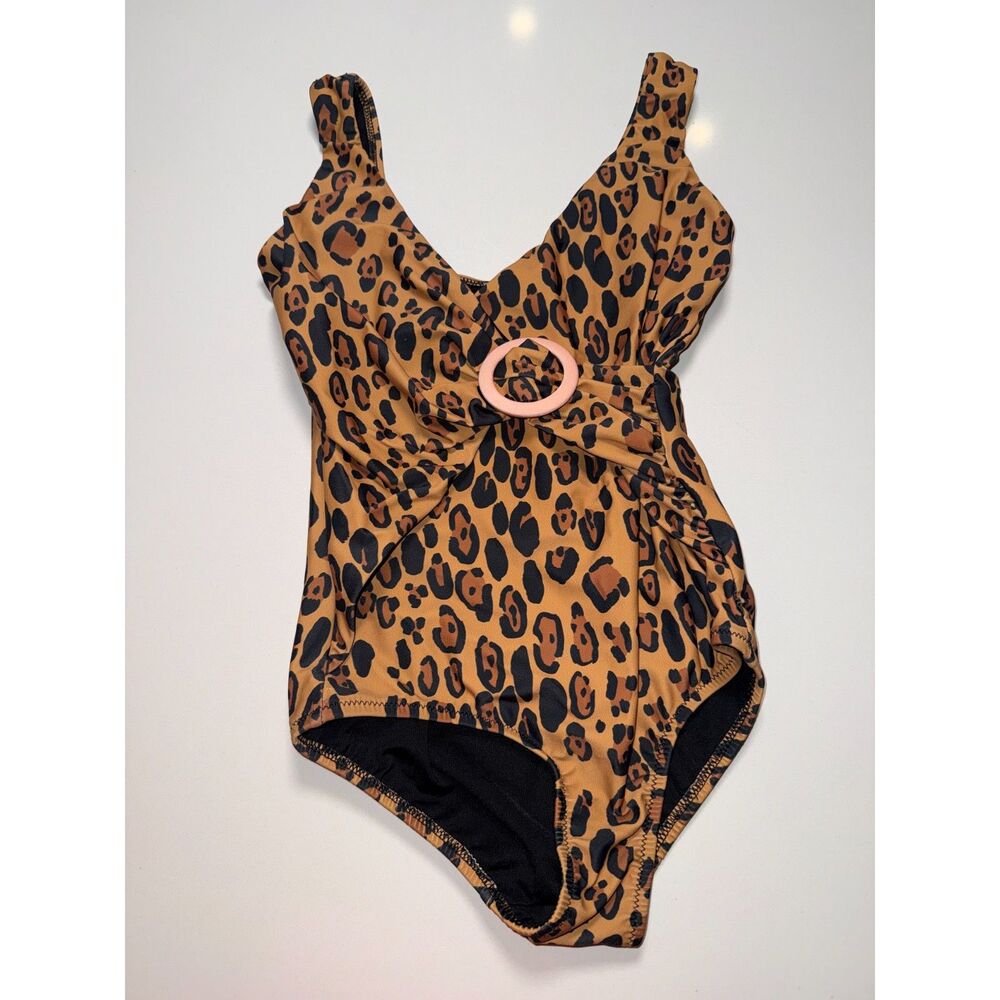 Mini Rodini girls Leopard Print One-Piece Swimsuit Size 7-9